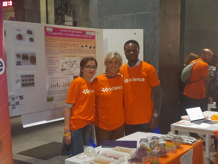 FEED participated on Notte Europea dei Ricercatori - Co.Science event, a flagship initiative under the Horizon Europe program and funded by the Marie Skłodowska-Curie Actions for 2024-2025. This event, led by esteemed institutions such as the Consiglio Nazionale delle Ricerche (CNR) and the University of Insubria, served as a vital platform to bridge the gap between science and society by fostering dialogue between researchers and the public, with a particular focus on engaging students. During the event, Project FEED showcased our innovative research on sustainable products derived from sprouts, emphasizing their transformative potential in nutrition and eco-friendly packaging. Represented by Monica Mattana from IBBA-CNR in Milan and Valentina Picchi from CREA Ricerca in Pisa, we highlighted the role of sprout-based innovations in promoting a healthier and more sustainable Mediterranean diet, aligning with global goals for food security and sustainability. Our participation underscored our commitment to advancing food technology and sustainability, offering attendees a glimpse into the future of agrifood systems through the lens of cutting-edge science.